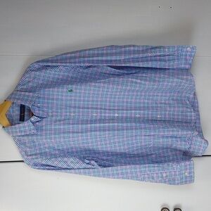 Ralph lauren Blue/ Pink Plaid Preppy Green Pony Button down Shirt Sz.L